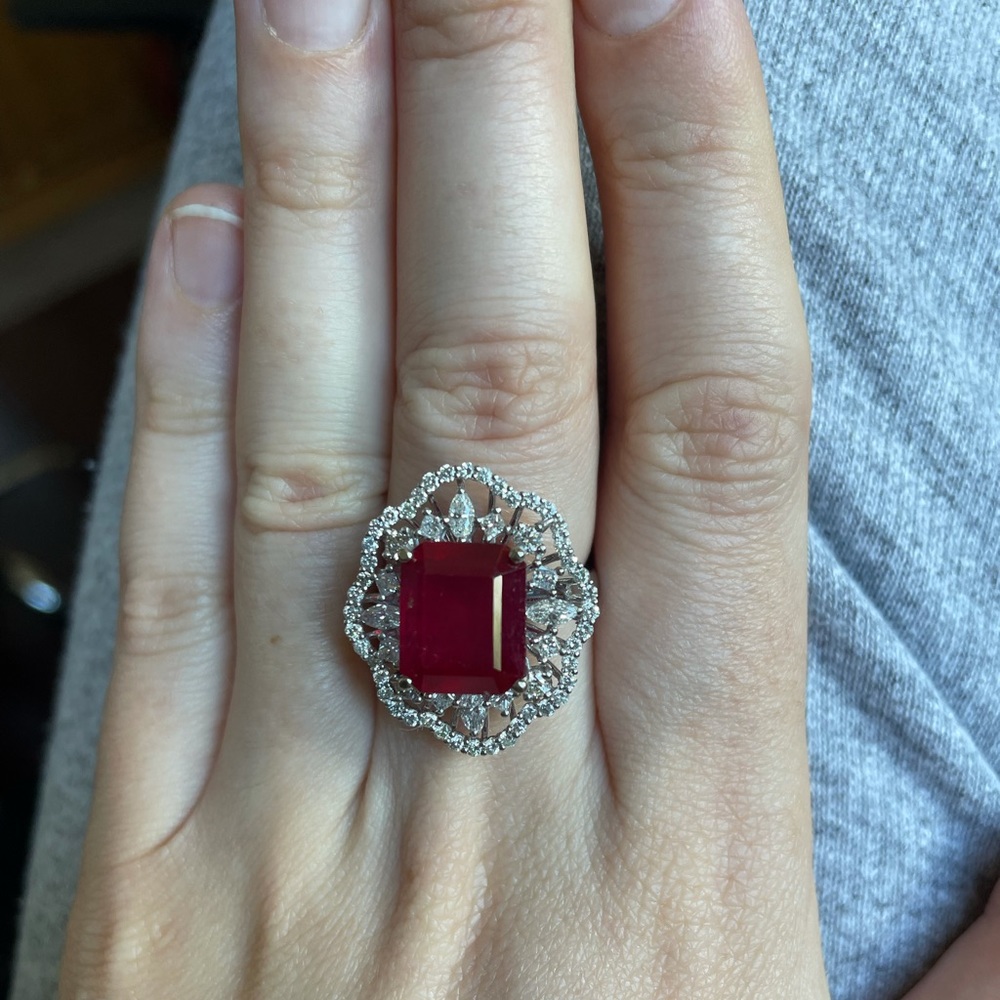 SOLD 14K Gold 9.64tcw. Ruby and Diamond Ring - Picture 17 of 17